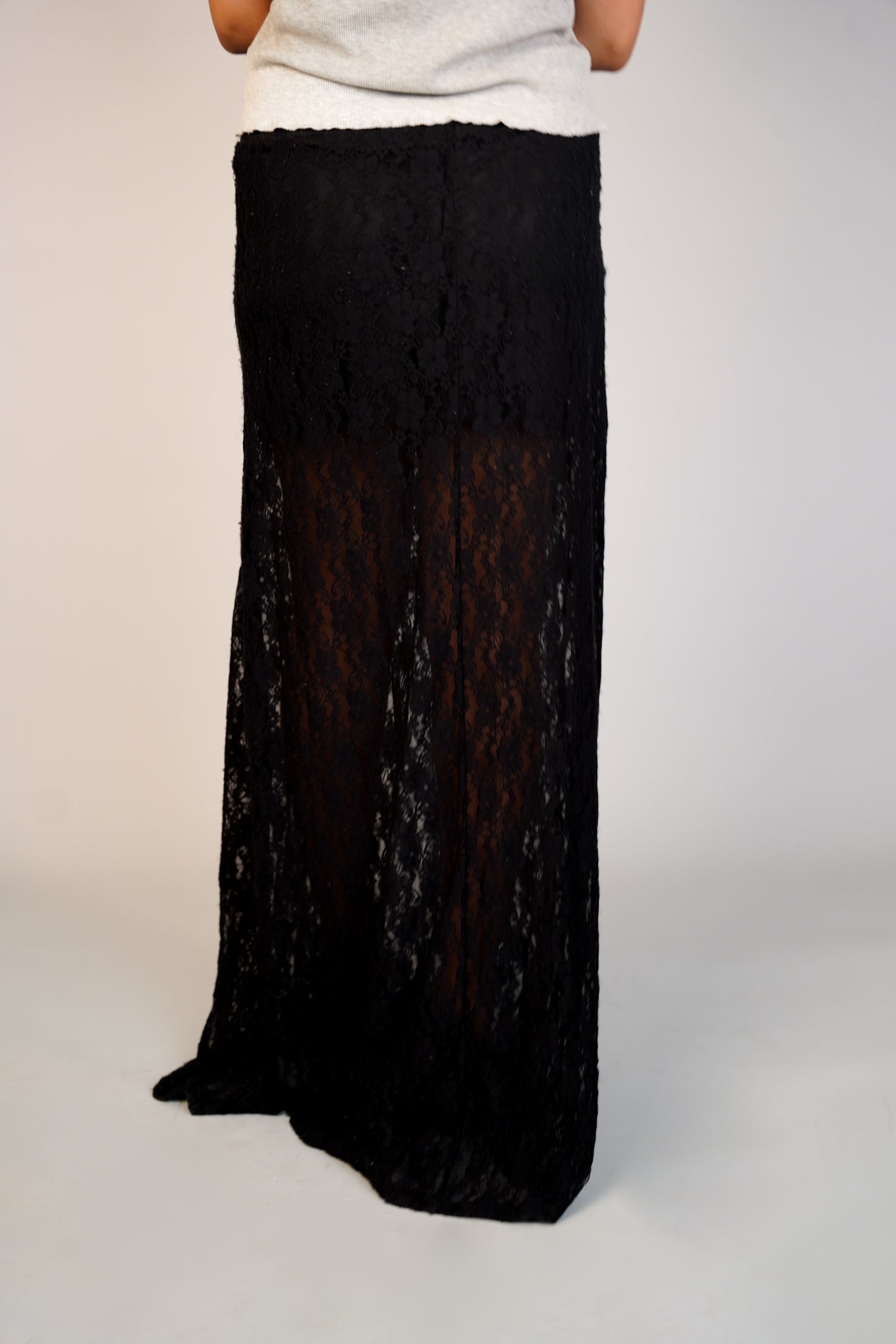 Full Length Sheer Lace Skirt