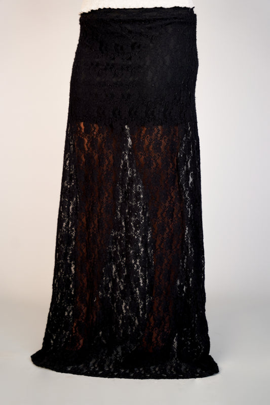 Full Length Sheer Lace Skirt