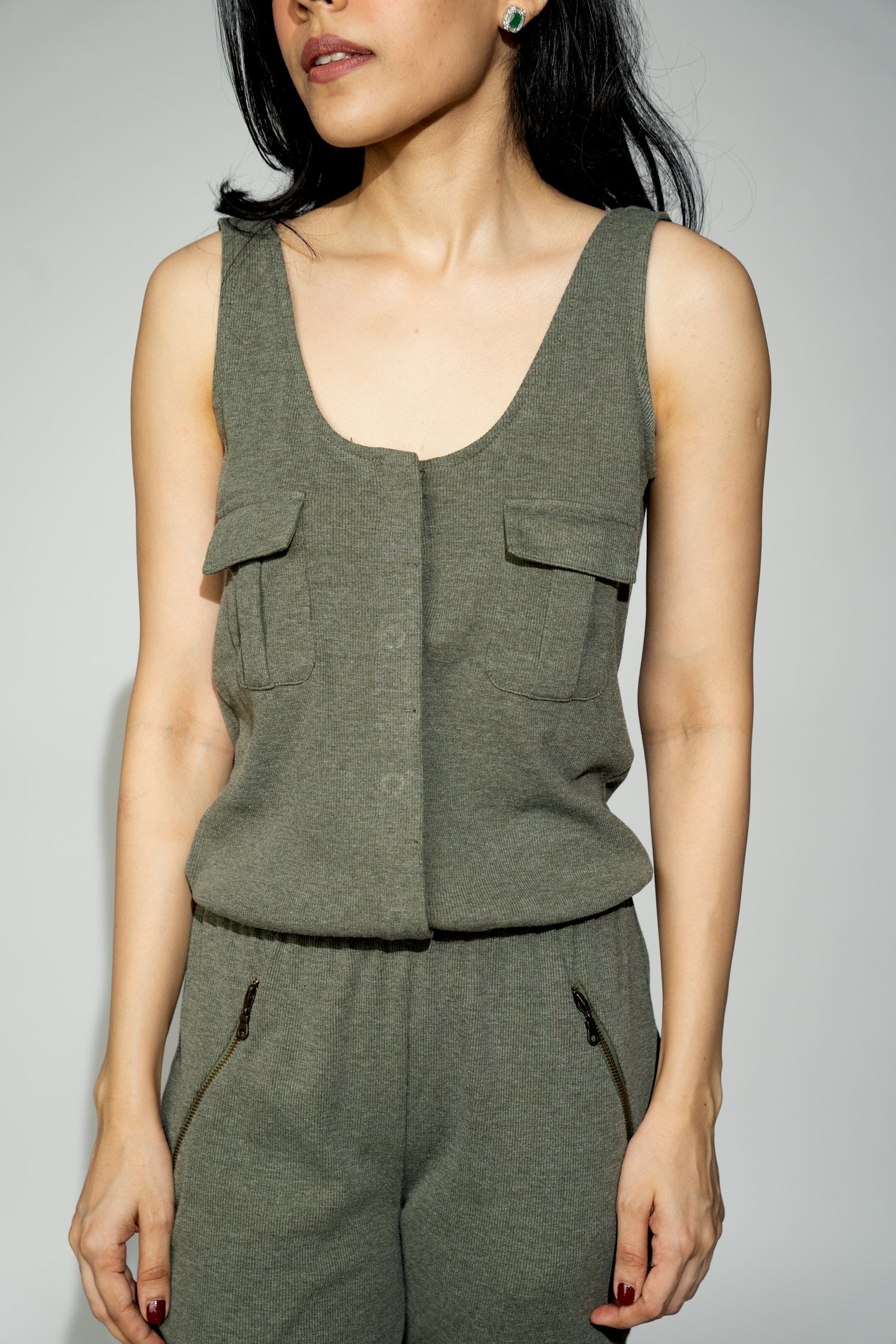 Knitted Army Green Jumpsuit