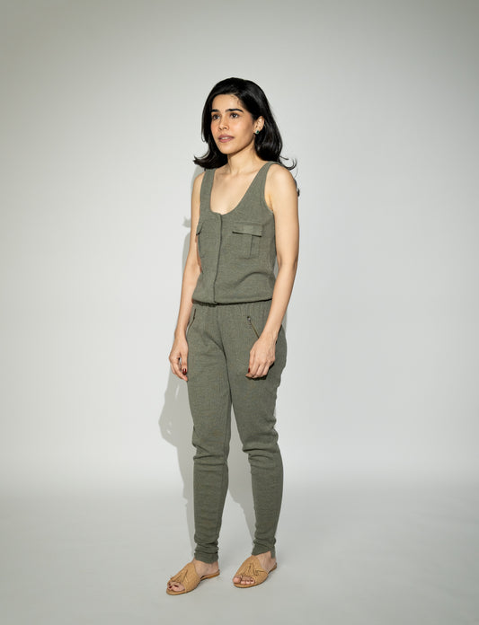 Knitted Army Green Jumpsuit