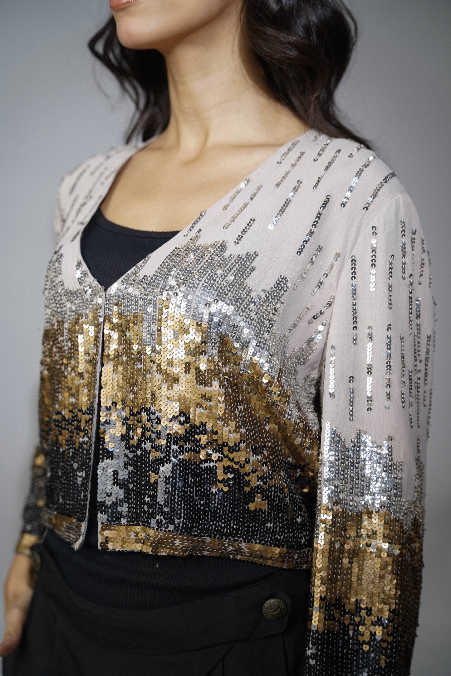 Cropped Sequin Jacket