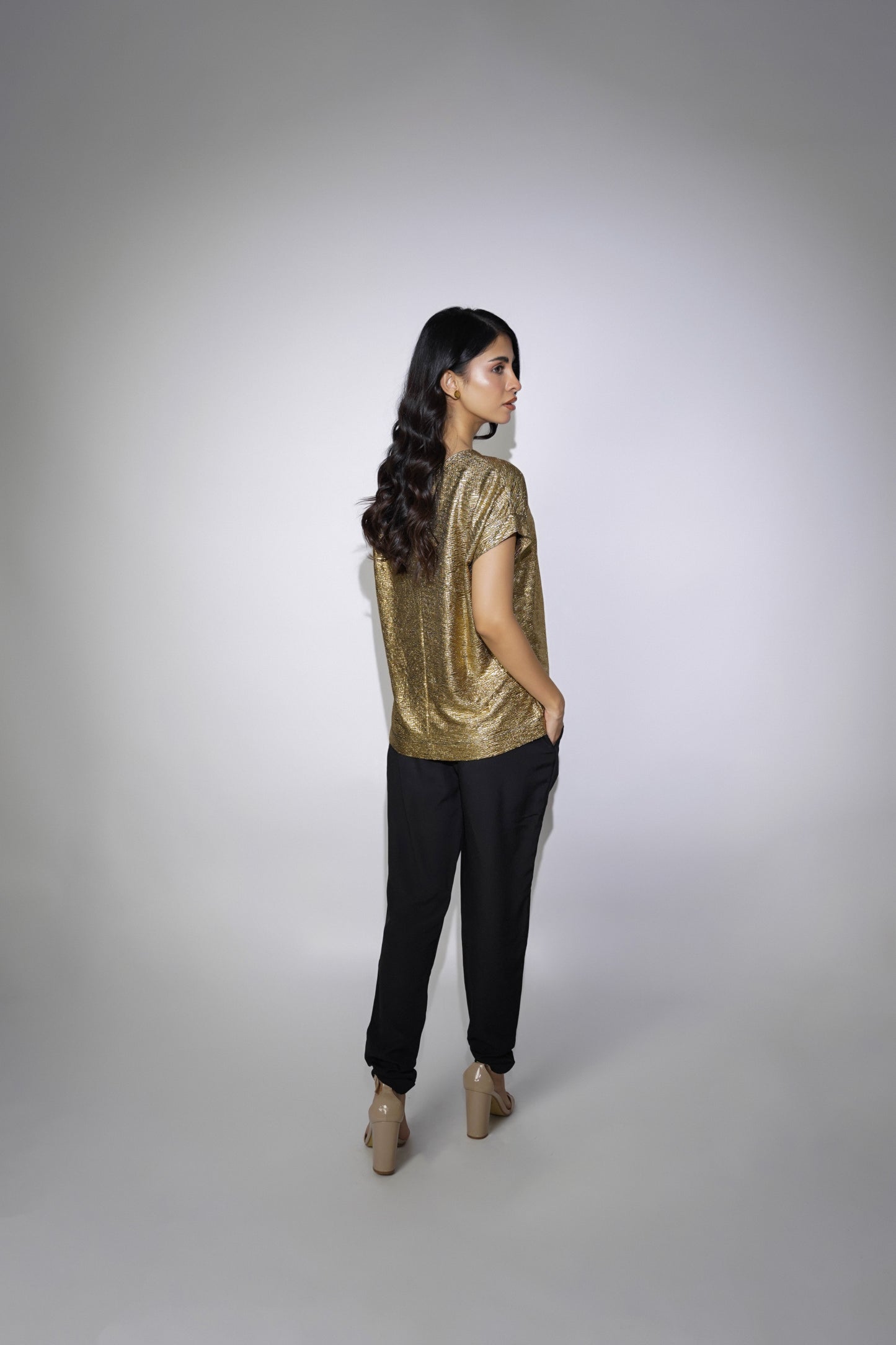 Metallic Gold Loose-Fit Top