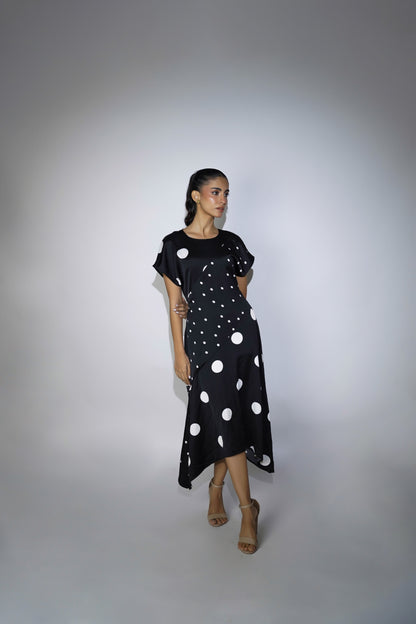 Monochrome Polka Dot Backless Dress