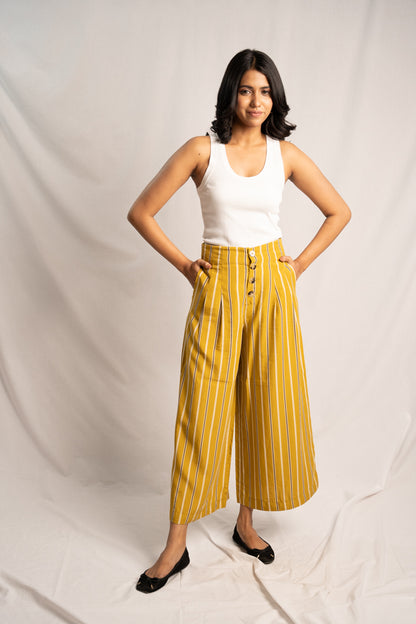 Striped Mustard Culottes