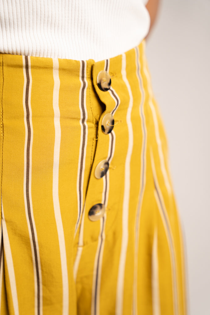 Striped Mustard Culottes