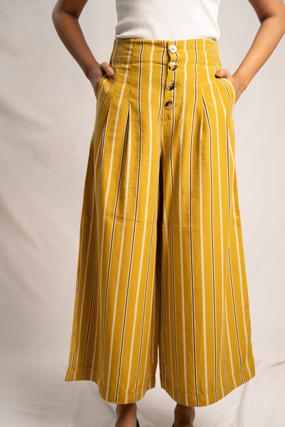 Striped Mustard Culottes